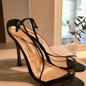 Black Satin Manolo Blahnik Sandals